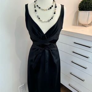 Black Satin Laundry Cocktail Dress - Size 10